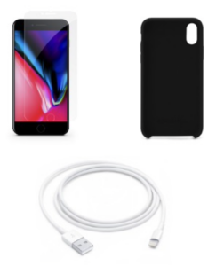 Charging cable + case + glass bundle for iPhone 7 - 12